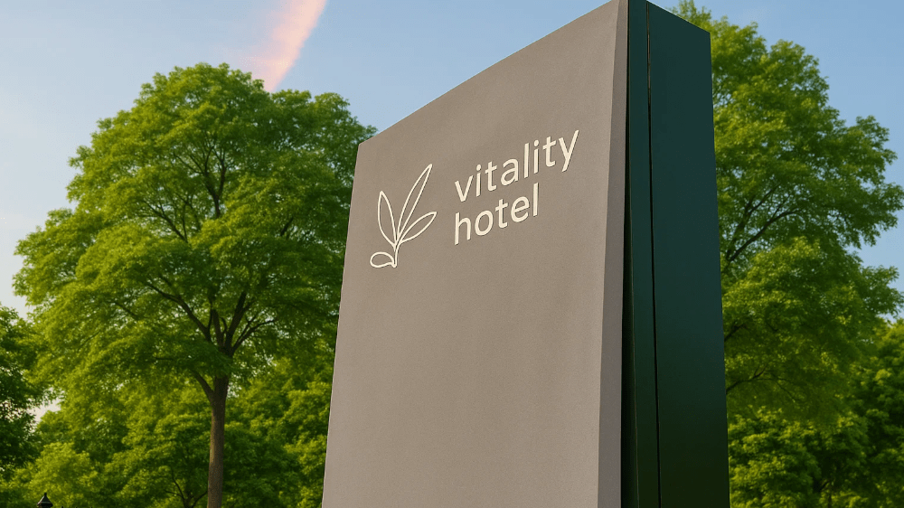 Cheap hotel East Memphis - Memphis Vitality Hotel sign, budget hotel in east Memphis